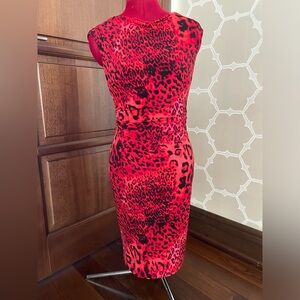 Red leopard dress